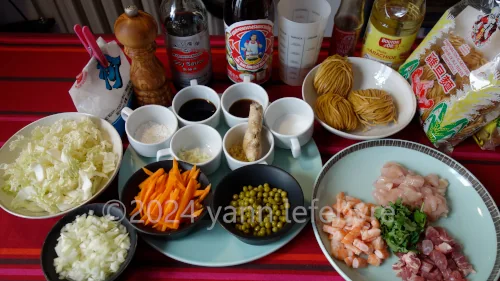 Ingredients of Chow mein revisited from my childhood in Tahiti, in 1985!