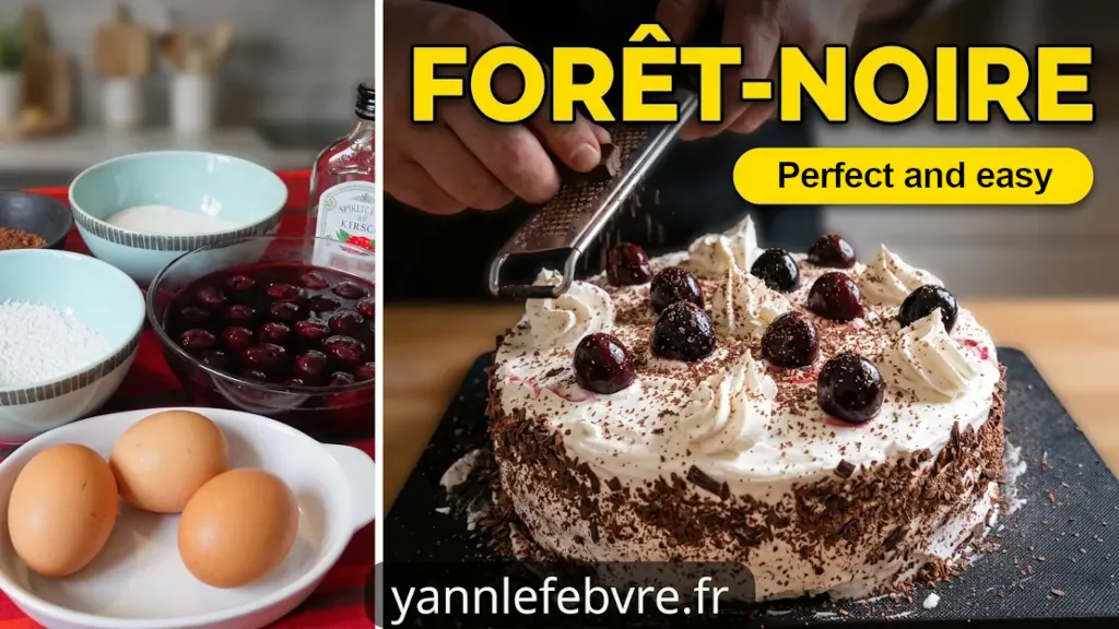 You are currently viewing Classic Black Forest cake: sponge cake, whipped cream and cherry